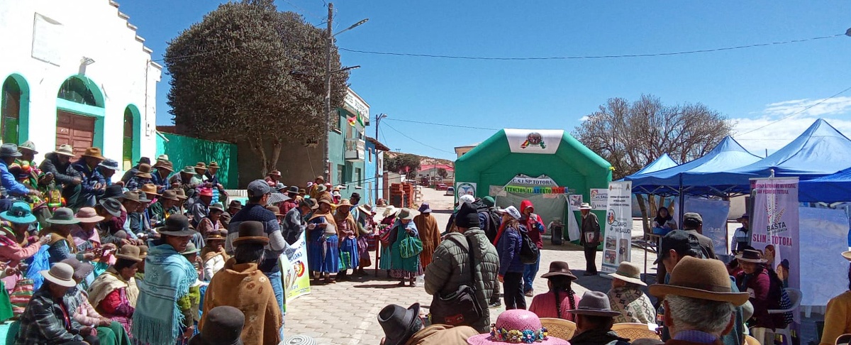 Promotoras comunitarias participan en feria de salud para promover derechos y prevenir la violencia en San Pedro de Totora